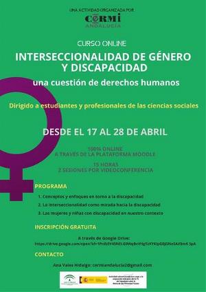 Cartel del curso online ‘Interseccionalidad de género y discapacidad’ de CERMI Andalucía