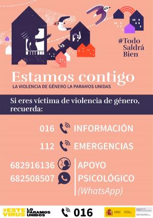 Cartel informativo del ministerio de igualdad con los recursos disponibles para los casos de violencia de género
