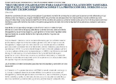 Imagen del boletín del CERMI, de la entrevista a Álvaro García Bilbao, presidente de la Comisión de Envejecimiento Activo del CERMI