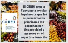 El CERMI urge a Consumo a regular legalmente que los supermercados prioricen a las personas con discapacidad y mayores en el reparto a domicilio