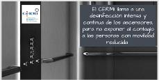 El CERMI llama a una desinfección intensa y continua de los ascensores, para no exponer al contagio a las personas con movilidad reducida