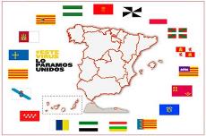 Mapa de España por comunidades, con el lema 'Este virus lo paramos unidos'