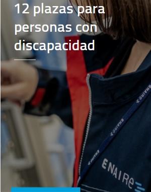 Imagen de la web de Enaire con el anuncio de la convocatoria de plazas de empleo para universitarios con discapacidad
