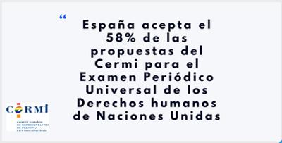 España acepta el 58% de las propuestas del CERMI para el Examen Periódico Universal de los Derechos humanos de Naciones Unidas