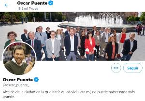 Página de inicio del twitter de Óscar Puente, alcalde de Valladolid