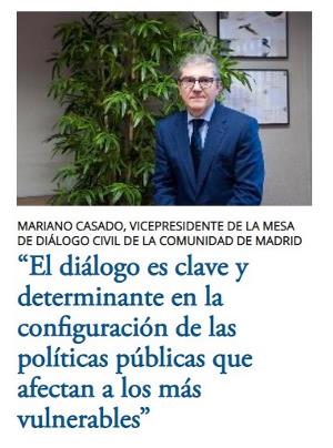 Imagen de la entrevista a Mariano Casado, vicepresidente de la Mesa de Diálogo Civil de la Comunidad de Madrid