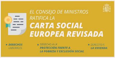 El Consejo de Ministros ratifica la Carta Social Europea Revisada
