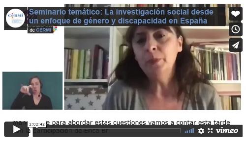 Imagen que da paso a la Grabación audiovisual accesible del Seminario temático: La investigación social desde un enfoque de género y discapacidad en España