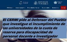 El CERMI pide al Defensor del Pueblo que investigue el incumplimiento de las universidades de la cuota de reserva para discapacidad de personal docente e investigador