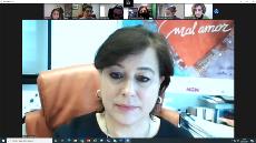 Imagen de la reunión virtual mantenida entre la secretaria Xeral de Igualdade de la Xunta de Galicia y las integrantes de la comisión de la Mujer del CERMI Galicia