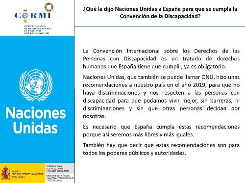 Imagen de la campaña del CERMI para exigir el cumplimiento de la Convención de la Discapacidad conforme a las recomendaciones de la ONU