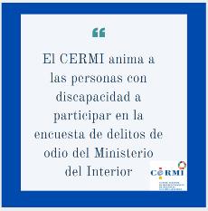 El CERMI anima a las personas con discapacidad a participar en la encuesta de delitos de odio del Ministerio del Interior