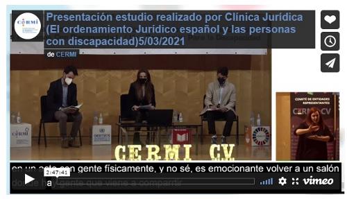 Imagen que da paso a la Grabación audiovisual accesible de la presentación del estudio realizado por Clínica Jurídica (El ordenamiento Jurídico español y las personas con discapacidad)