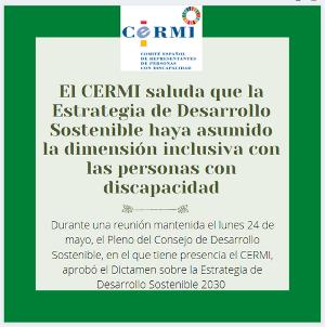 Infografía El CERMI saluda que la Estrategia de Desarrollo Sostenible haya asumido la dimensión inclusiva con las personas con discapacidad
