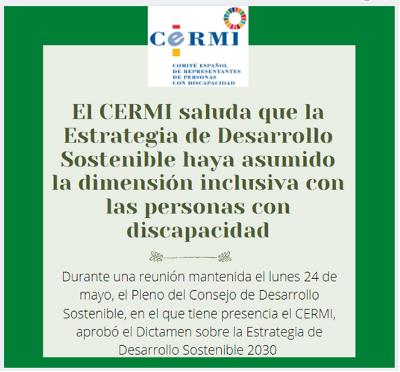 Infografía El CERMI saluda que la Estrategia de Desarrollo Sostenible haya asumido la dimensión inclusiva con las personas con discapacidad