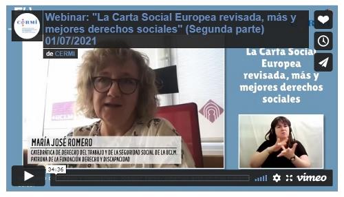 Imagen que da paso a la Grabación audiovisual accesible del Webinar "La Carta Social Europea revisada, más y mejores derechos sociales" (segunda parte)