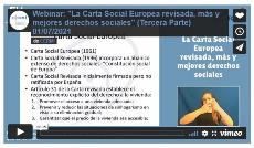 Imagen que da paso a la Grabación audiovisual accesible del Webinar "La Carta Social Europea revisada, más y mejores derechos sociales" (tercera parte)