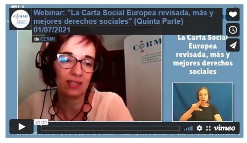 Imagen que da paso a la Grabación audiovisual accesible del Webinar "La Carta Social Europea revisada, más y mejores derechos sociales" (quinta parte)
