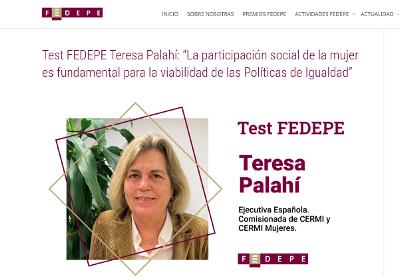 Detalle de la web de Fedepes publicando una entrevista a Teresa Palahí, patrona de CERMI Mujeres