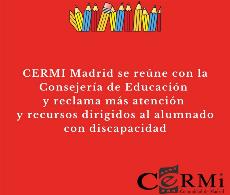 CERMI Madrid se reúne con la Consejería de Educación y reclama más atención y recursos dirigidos al alumnado con discapacidad
