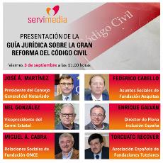 Cartel del diálogo de Servimedia vuelven este viernes con un programa sobre la gran reforma del Derecho Civil
