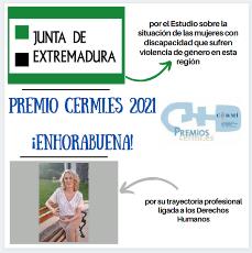 Cartel de enhorabuena a Esperanza Alcaín y a la Junta de Extremadura