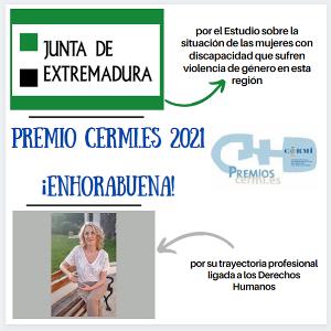 Cartel de enhorabuena a Esperanza Alcaín y a la Junta de Extremadura