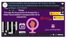 Imagen que da paso a la Grabación audiovisual accesible de la Lectura pública del manifiesto del motivo del Día Internacional de la Eliminación de la Violencia contra la Mujer