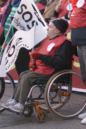 Roser Romero, durante su participación en la marcha SOS Discapacidad