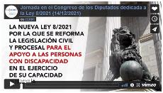 Imagen que da paso a la Grabación audiovisual accesible de la Jornada en el Congreso de los Diputados dedicada a la Ley 8/2021