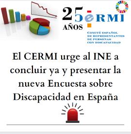 El CERMI urge al INE a concluir ya y presentar la nueva Encuesta sobre Discapacidad en España