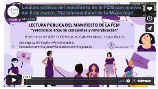 Imagen que da paso a la Grabación audiovisual accesible de la lectura pública del manifiesto de la FCM con motivo del 8 de marzo, Día Internacional de la Mujer