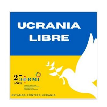 Imagen del CERMI en twitter con el lema 'Estamos contigo Ucrania' y los colores de la bandera del país