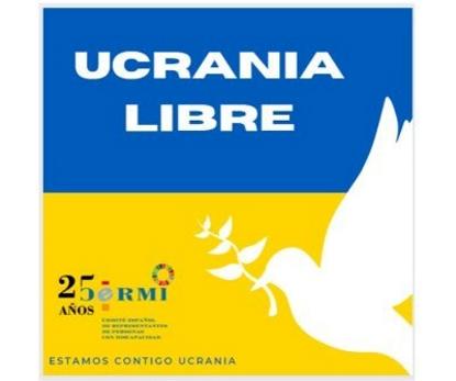 Imagen del CERMI en twitter con el lema 'Estamos contigo Ucrania' y los colores de la bandera del país
