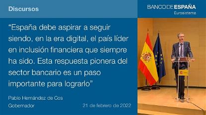Intervención del gobernador del Banco de España, Pablo Hernández de Cos, en la firma del Protocolo para la inclusión financiera de las personas mayores o con discapacidad
