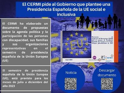 El CERMI pide al Gobierno que plantee una Presidencia Española de la UE social e inclusiva
