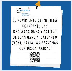 El movimiento CERMI tilda de infames las declaraciones y actitud de Juan García-Gallardo (VOX), hacia las personas con discapacidad