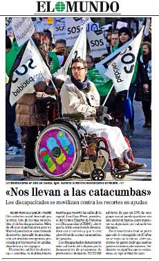Noticia de SOS Discapacidad del periódico "El Mundo"