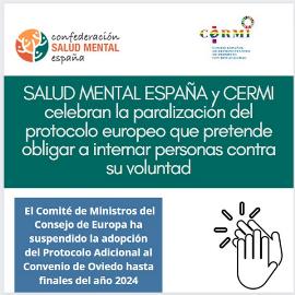 Salud Mental España y CERMI celebran la paralización del protocolo europeo que pretende obligar a internar personas contra su voluntad