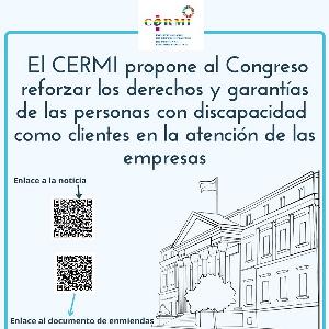 El CERMI propone al Congreso reforzar los derechos y garantías de las personas con discapacidad como clientes en la atención de las empresas