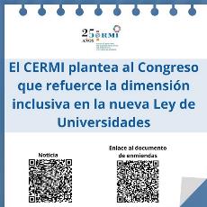 El CERMI plantea al Congreso que refuerce la dimensión inclusiva en la nueva Ley de Universidades