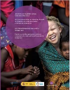 Portada de '¡SOS por las mujeres y niñas con discapacidad! - Guía para proporcionar una asistencia adecuada en situaciones de conflictos armados y emergencias humanitarias'