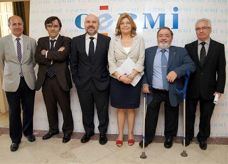 De izquierda a derecha: José Luis Aedo, Alberto Durán, Luis Cayo Pérez Bueno, Engracia Hidalgo, Mario García y Jaume Marí Pàmies