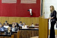 La Presidente de la Junta de Andalucía, Susana Díaz en el Parlamento (imagen de la web juntadeandalucia.es)