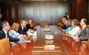 La Reina Sofía en la reunión mantenida con el secretario general de las Naciones Unidas, Ban Ki Moon