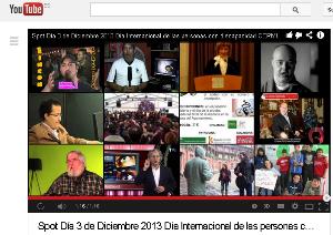 Imagen de la web de Youtube donde se aloja el vídeo del CERMI CV con motivo de la manifestación del 3 de diciembre