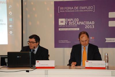 Javier Font, presidente del CERMI Comunidad de Madrid durante su intervención en la VII Feria de Empleo para personas con discapacidad de la Comunidad de Madrid