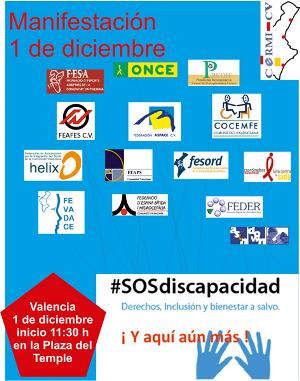 Convocatoria de CERMI Comunidad Valenciana - SOS Discapacidad 1 de diciembre de 2013