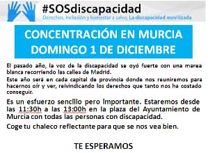 Convocatoria de CERMI Región de Murcia - SOS Discapacidad 1 de diciembre de 2013