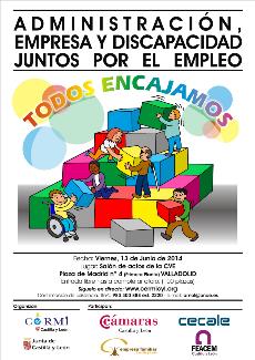 Cartel de la jornada “Administración, Empresa y Discapacidad juntos por el empleo” del CERMI Castilla y León